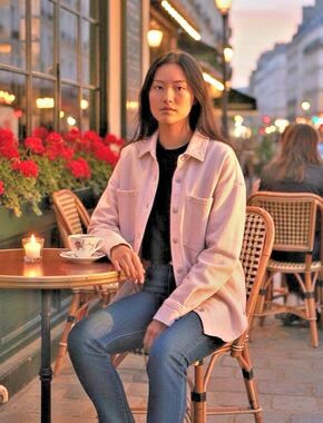 Z Supply womens pale pink shacket pockets oversized Small quiet luxury cabincore